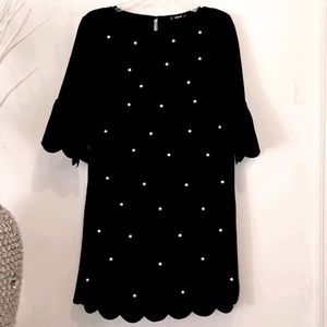 Shein sz L stretch black dress with pearls